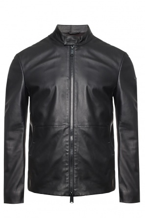 Leather jacket with band collar, zdjęcie 1 Leather jacket with band collar od Emporio Armani